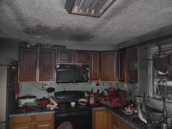 Example of kitchen with fire damage